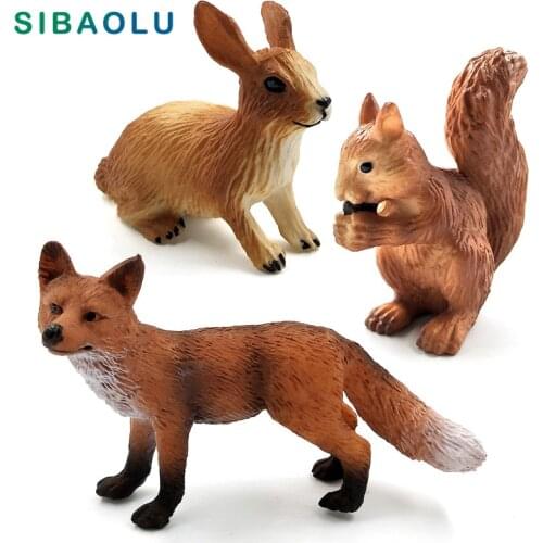 Simulation Little Fox Hare Rabbit Squirrel Animal Model Figurine Home Decor Miniature Fairy Garden Decoration Accessories Statue