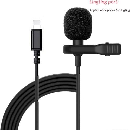 Mini Microphone for iPhone Lightning Type C 3.5mm Microfone for Samsung Huawei Xiaomi Lavalier Clip-on Recording Microfono