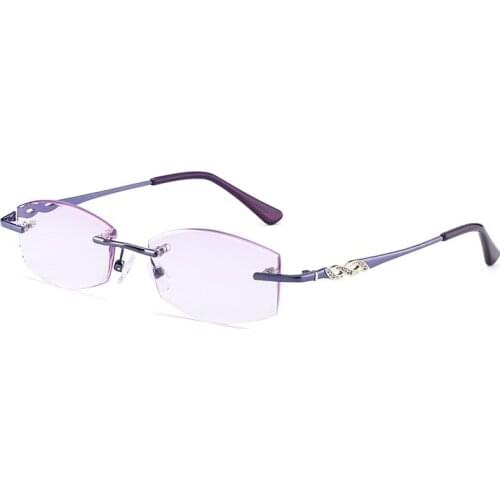 Fashionable Ultralight Rimless Reading Glasses purple Lens Computer Glasses Presbyopia Glasses+1.0 to +4.0 NX