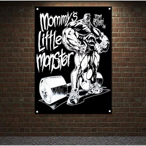 Motivational Poster Wall Art Canvas Painting Stickers Man Muscular Body Flags Workout Bodybuilding Banners Gym Wall Decor F6