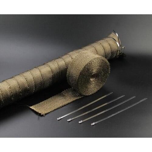 5cm x10M Roll Fiberglass Exhaust Header Pipe Heat Wrap Tape Cloth Ties Titanium