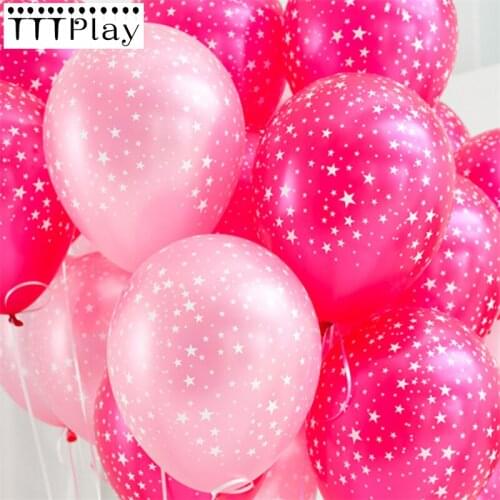 Top Quality! 10PCS 12inch Pink Stars Romantic Pearl Thick Latex Balloons Happy Birthday Wedding Party Decoration Ballon Supplies