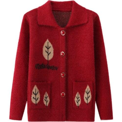 Autumn Winter Thicken Warm Sweaters Plus size Middle-aged women Sweater Cardigan Long Sleeve Plaid Casual Sweaters Outerwear 4XL