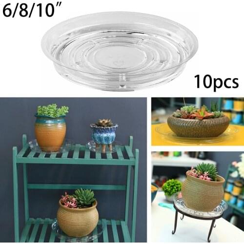10pcs Garden Plant Saucer Drip Tray Round Pot Base Clear Snack Container PET Gardening Plant Dripping Flower Pot Cushion Tray