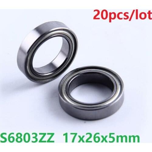 20pcs/lot S6803ZZ Stainless Steel bearing 17*26*5 mm Stainless Steel Deep Groove Ball Bearing 17x26x5