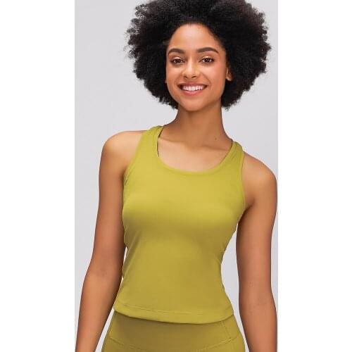RACERBACK Four-Way Stretchy Yoga Gym Running Tank Tops Women Buttery-Soft Naked-Feel Plain Fitness Sport Workout Vest