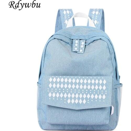 Rdywbu Ethnic Denim Canvas Backpacks For Women High Quality Jeans Laptop Bag Retro Big National Travel School Bag sac a dos B758