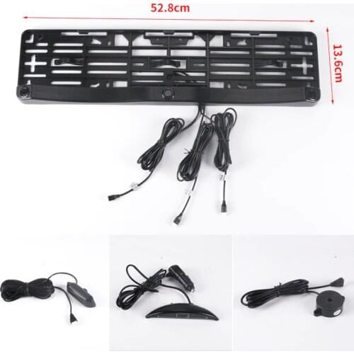 Blind spot parking sensor detection system 3 radar sensor in European license plate visible buzzer led alarm security for car