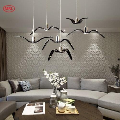 Nordic Modern Pendant Creative Seagull for Resturant Bedroom Study Bar Decorative Hanging Lamp Led White Balck Bird Lights