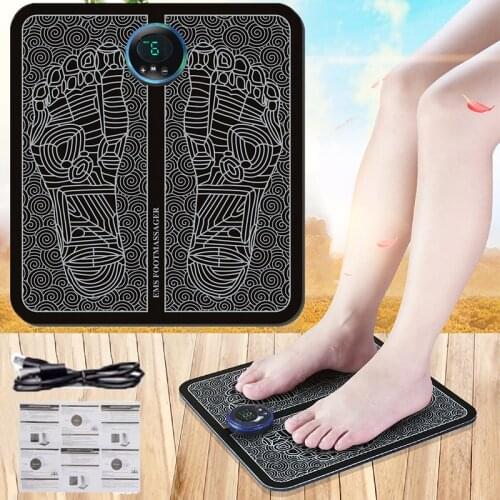 USB Rechargable Foot Massager LED Foot Massage Mat Electric EMS Feet Muscle Stimulator Foot Deep Kneading Relaxtion Health Care