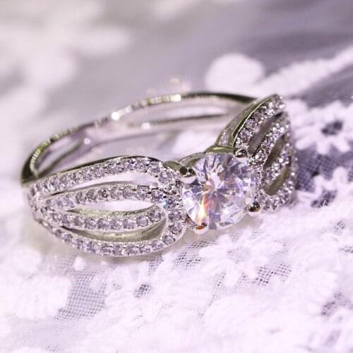 WYJZY Exquisite luxury fashion set with zircon ring Lace European and American fashion ring ladies fine engagement jewelry