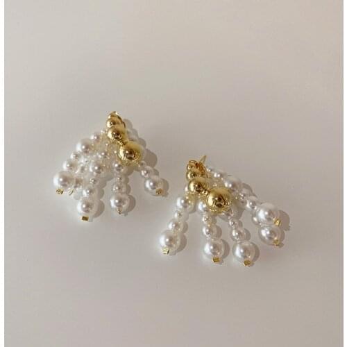 2021 New Korean Fine Pearl Fresh Drop Earrings Fashion Contracted Metal Modelling Elegant Women Earrings Jewelry
