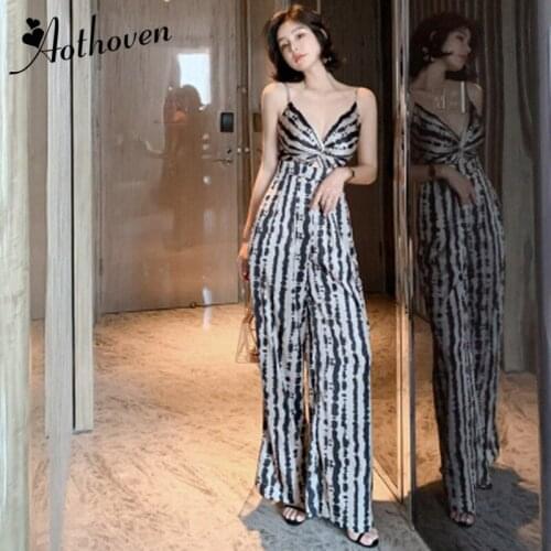 Long Rompers Sexy Women Jumpsuit Summer Party Leopard V-neck Spaghetti Strap Catsuit Overalls Bodysuit Club Pants Playsuits