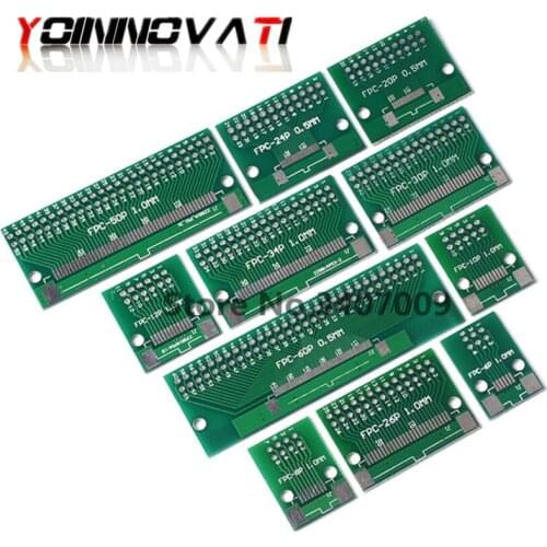 10PCS FFC/FPC Adapter board 6P 8P 10P 12P 20P 24P 26P 30P 40P 50P 60P Plate 0.5 1.0mm to 2.54 mm Flat Cable Socket for PCB LCD