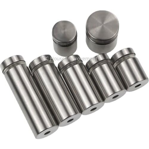 10PCS Glass Fasteners 12mm Stainless Steel Acrylic Advertisement Standoffs Pin Nails Billboard Fixing Screws Hardware