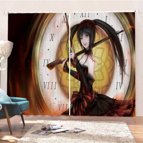 2 Panels DATE A LIVE Window Drapes Cartoon Anime Blackout Window Treatments for Living Room Bedroom Home Dropshipping Cutsom