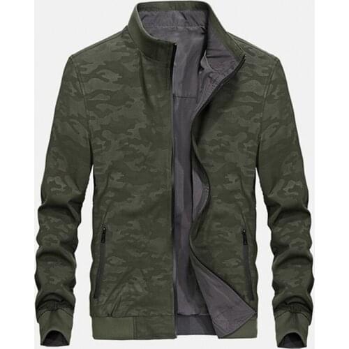 2018 Fashion men casual jacket reversible camouflage blouse outfit long sleeves stand collar outwear spring autumn thin jackets