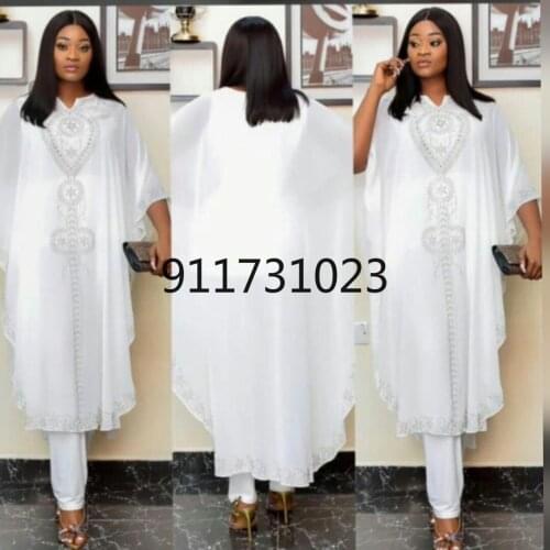 2021 Dashiki Traditional African Clothes For Women 3 Piece Set Plus Size Diamond Robe Africaine Tops Pants Suit Ladies Clothing