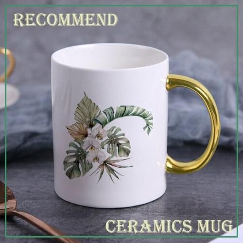 400ml Coffee Mug Retro flowers Mug Cartoon Ceramic Water Cup Milk Coffee Tea Cup friends mug Children Boys Girl Gift KTZW-046
