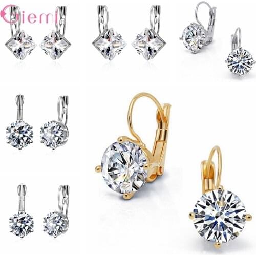 8mm/10mm/11mm/12mm Big CZ Earrings 925 Sterling Silver Female Cubic Zircon Stones Ear Decoration Pierced Pendientes Jewellery