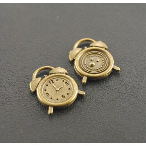 8 Pcs Bronze Small Alarm Clock Alloy Bead Charms Bracelet Necklace Jewelry Making Handmade DIY A227