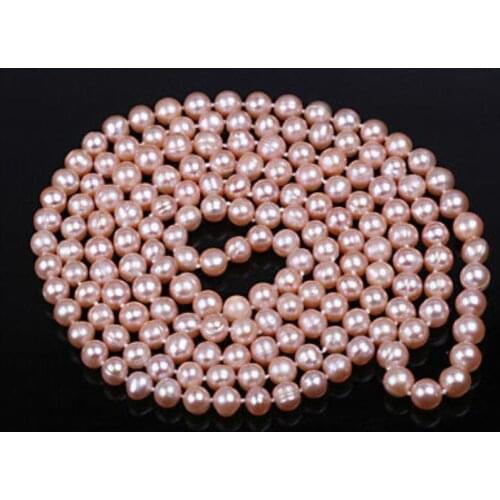 9-10MM 50" LONG PINK CULTURED FRESHWATER PEARL NECKLACE