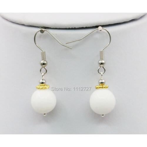 Accessory Craft White Earrings Lucky Stone Drop Earrings Round Beads Fashion Jewelry Gift Ornaments Valentines Day Gift 15inch