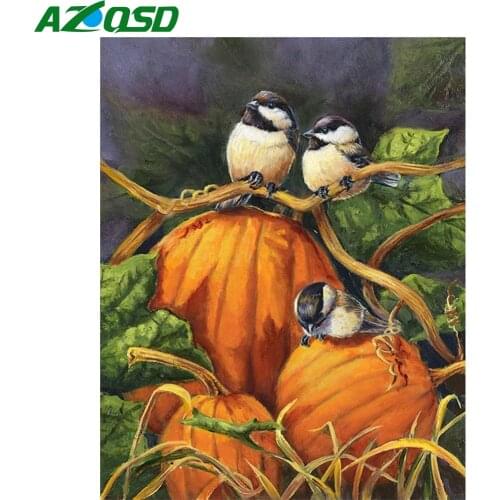 AZQSD 5D Diamond Painting Thanksgiving Gift DIY Full Kits Square Drill Needlework Diamond Embroidery Pumpkin Sale Decoation