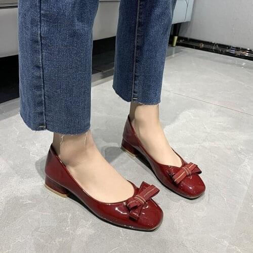 Ballet Flats Classic Shoes Ladies Basic 2021 Leather Tweed Two Color Patchwork Arch Circular Ballet Shoes Fashion High Heels