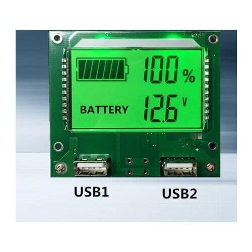 Battery Level Indicator 8-100v Qith 2USB Port Battery Capacity Indicator Voltmeter Battery Power Meter Integrated Circuit Board