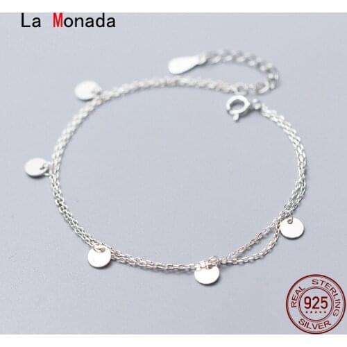 La Monada Wafer Bracelets For Women Silver 925 Sterling Silver Fine Real Silver 925 Jewelry Bracelet Chain Womens Bracelet