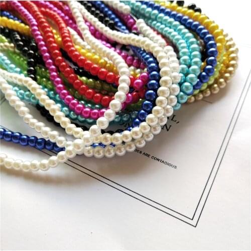 4/6/8/10mm Glass Pearl Beads One Strand Approx 85-200pcs Round Imitation Pearl Spacer Beads for DIY Jewelry Making Accessories