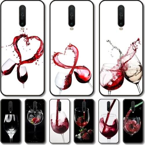 Red wine glass Phone Case For XiaoMi Redmi Note 10S 9S 8 7 6 T Pro Black Cover Silicone Back TPU