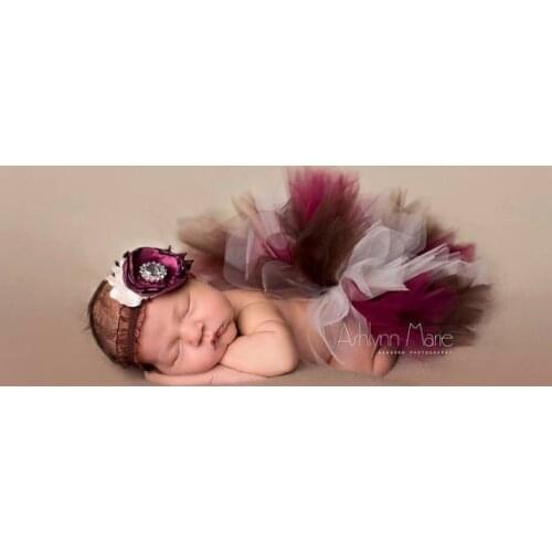 Baby Tutu Clothes Skirt + Headdress Flower Girls Photo Prop Outfits 0-1M or 3-4M