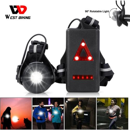 WEST BIKING Running Light 2200mAh USB Charge Night Warning Front Chest Light Cycling Fishing Hiking Camping Lamp Bicycle Light