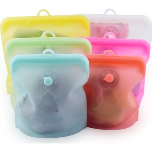 Silicone Food Storage Containers Leakproof Containers Reusable Stand Up Zip Shut Bag Cup Fresh Bag Food Storage Bag Fresh Wrap