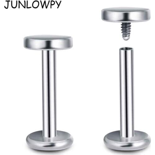 JUNLOWPY 16G Stainless Steel Wholesale Body Jewelry Fashion Lip Piercings Rings Silver Bars Internally Thread Screw Labret Studs