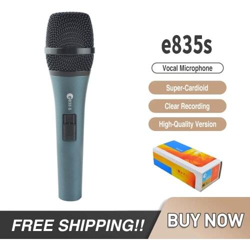 Free shipping e835s Cardioid Dynamic Microphone Wired Professional Vocal Handheld Mic for Studio Recording Karaoke KTV