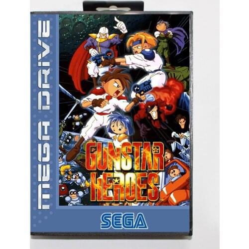 16 bit Sega MD game Cartridge with Retail box - Gunstar Heroes game card for Megadrive Genesis system