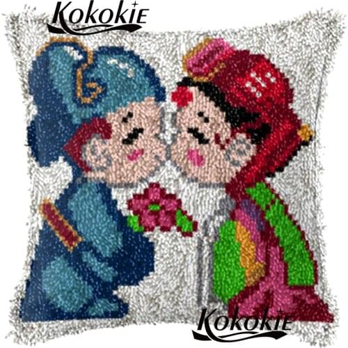Chinese cross stitch kits printed carpet latch hook rug canvas Crocheting Rug Kits Yarn cushion embroidery needlework sets