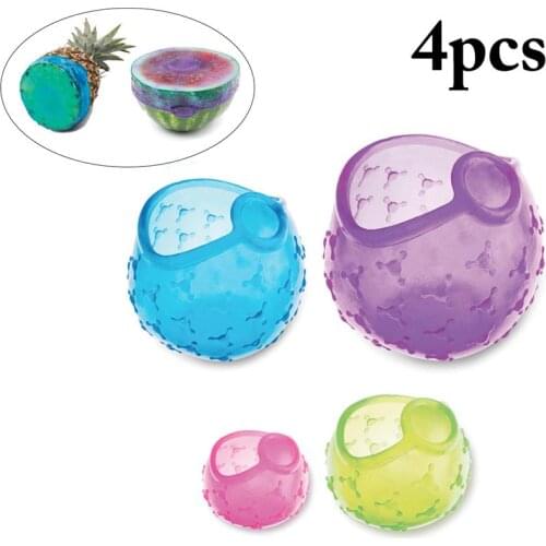 4pcs Silicone Stretch Lids Universal Reusable Silicone Food Wrap Bowl Pot Lid Silicone Cover Pan Cooking Kitchen Accessories