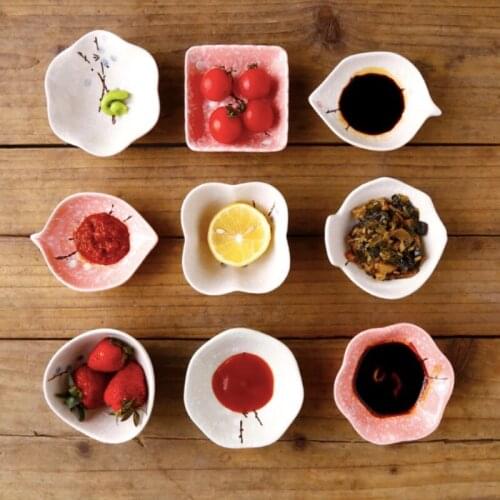 Kitchen Small Plate Tableware Ceramic Soy Sauce Tray Japanese Desert Nut Dishes Mini Pigments Fruit Side Plates Seasoning Bowl