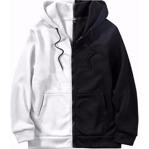 Mens Zipper Hooded Jacket Casual Fleece Sweatshirt Men Autumn Winter Streetswear Coat Smile Face Hip Hop Hoodie Jacket 4XL