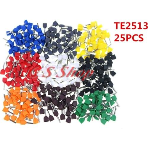 TE2513 double pipe Insulated cold press Terminal Copper Crimp Connector 25PCS