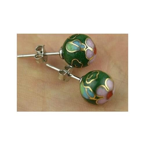 Multi-style Authentic Cloisonne Bead Earrings Silver S925 Ear Nails Fashion Earrings Retro Ethnic Jewelry Gifts