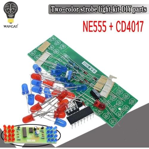 Red Blue Double Color Flashing Lights DIY Kit Strobe NE555 + CD4017 Electronic Practice Learning Kits Suite Parts Gift