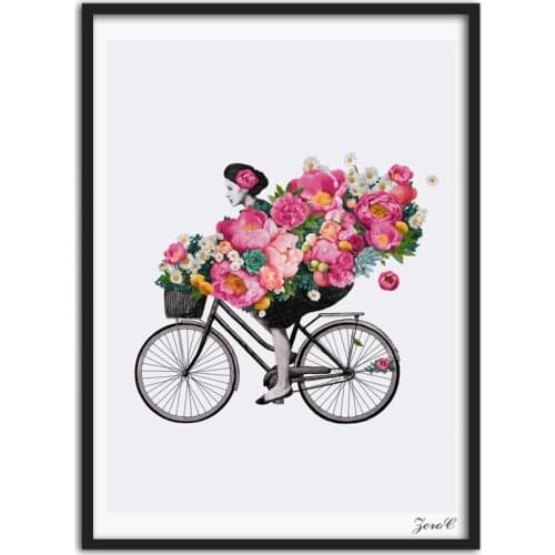 Wall Art Nordic Canvas Paintings Flower Bike Woman Picture HD Prints Home Decor Modern Modular Poster Minimalist For Living Room