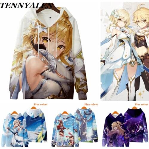 Genshin cosplay 2020 new game Genshin Impact Cosplay Costume Adult Anime Sports Hoodie Winter Plush Jacket Project Kids Top