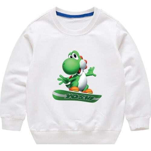 New Arrival Funny Yoshi Print Kids Autumn Hoodies Toddler Boys Girls Sweatshirts Children Outwear Long Sleeve Tops