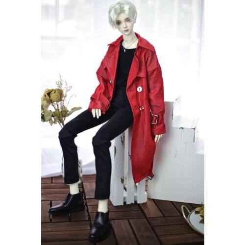 BJD doll clothes suitable for 1/3 1/4 Uncle SIZE MSD handsome long tensioned denim double-breasted trench coat doll accessories